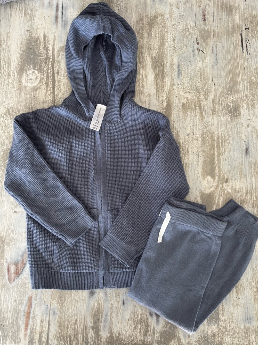 NWOT Modern Moments Gerber Cozy Waffle Sweater Knit Hoodie & Pants Set 2T